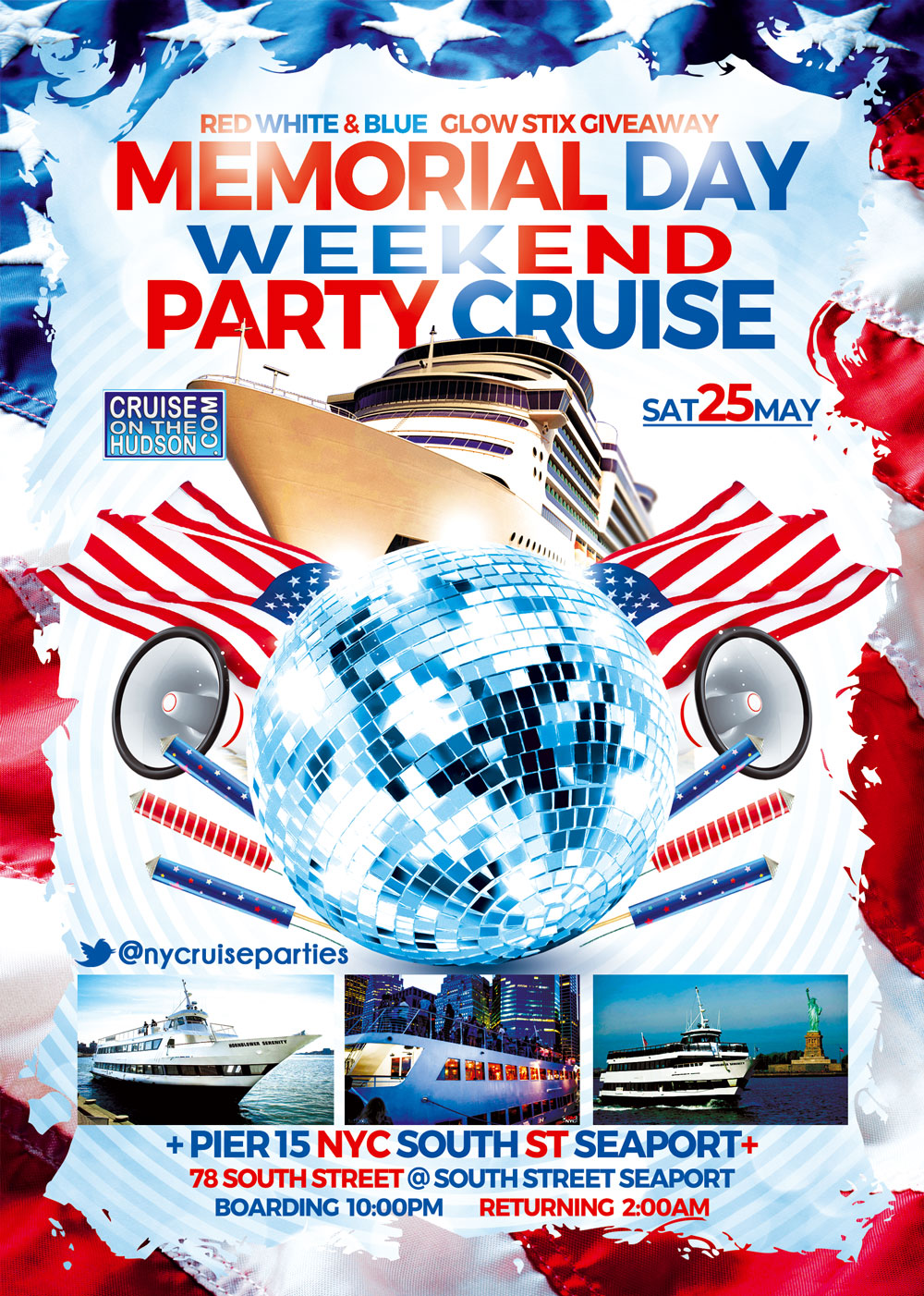 Memorial Day Weekend Party Dance Cruise Hornblower Serenity Yacht NYC at Pier 15 NYC Flyer